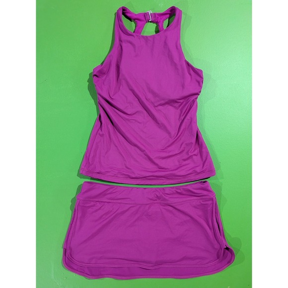 Athleta Tidal Skirt Set Surf Swim Magenta Purple 2 Piece (Small / 34 B/C)